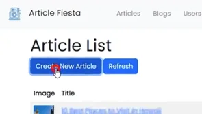screenshot of Article Fiesta